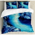 thumbnail image 1 of Ambesonne Nature Duvet Cover Set, Frozen Lake in Winter, 2-Calking, Blue and Black, 1 of 7