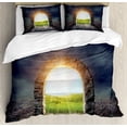 thumbnail image 1 of Ambesonne Nature Duvet Cover Set, Greenland Wildflowers, 2-Calking, Green Yellow, 1 of 7