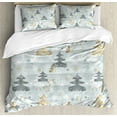 thumbnail image 1 of Ambesonne Nature Duvet Cover Set, Retro Soft Pine Tree, Queen, Blue Grey and Dark Mustard, 1 of 3