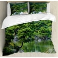 thumbnail image 1 of Ambesonne Nature Duvet Cover Set, River Landscape Trees, 2-Calking, Green, 1 of 6