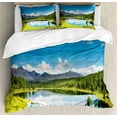 thumbnail image 1 of Ambesonne Nature Duvet Cover Set, Sky Mountain Landscape, 2-Calking, Green Blue White, 1 of 6