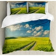 thumbnail image 1 of Ambesonne Nature Duvet Cover Set, Spring Rural Country, 2-Calking, Apple Green Dark Blue, 1 of 7