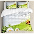 thumbnail image 1 of Ambesonne Nature Duvet Cover Set, Springtime Butterfly Daisy, 2-Calking, Apple Green Multicolor, 1 of 7