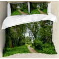 thumbnail image 1 of Ambesonne Nature Duvet Cover Set, Sunny Day in Meadows, Queen, Umber Fern Green, 1 of 6