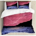 thumbnail image 1 of Ambesonne Nature Duvet Cover Set, Thunderstorm Phenomena, 2-Calking, Pink Grey, 1 of 6