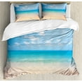thumbnail image 1 of Ambesonne Nature Duvet Cover Set, Tropical Sea Coast Sky, 2-Calking, Cream Blue, 1 of 6