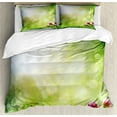 thumbnail image 1 of Ambesonne Nature Duvet Cover Sets, Fresh Spring Blossoms, 2-Queen, Green Pale Yellow Pink, 1 of 2