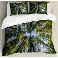 thumbnail image 1 of Ambesonne Nature Duvet Cover Sets, Jungle Moss Forest Trees, 2-Queen, Forest Green Sky Blue, 1 of 7