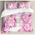 thumbnail image 1 of Ambesonne Nature Duvet Cover Sets, Mosaic Peony Flowers Art, 2-King, Pink Purple White, 1 of 7