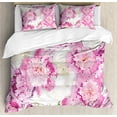 thumbnail image 1 of Ambesonne Nature Duvet Cover Sets, Mosaic Peony Flowers Art, 2-Queen, Pink Purple White, 1 of 7