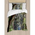 thumbnail image 1 of Ambesonne Nature Duvet Cover Sets, Road in Forest Carolina, 2-Twin, Fern Green Umber, 1 of 3