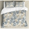 thumbnail image 1 of Ambesonne Nature Duvet Cover Sets, Sketchy Style Pineapples, 2-King, Pale Taupe White, 1 of 3