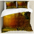 thumbnail image 1 of Ambesonne Nature Duvet Cover Sets, Sunset over City Park, 2-King, Fern Green Dark Orange, 1 of 7