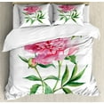 thumbnail image 1 of Ambesonne Nature Duvet Cover Sets, Vintage Peony, 2-Queen, Pink White Green, 1 of 7