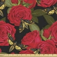thumbnail image 1 of Ambesonne Nature Fabric by the Yard Upholstery, Goth Roses and Moths Pattern, 1 Yard, Dark Coral Fawn Sepia, 1 of 5
