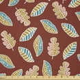 thumbnail image 1 of Ambesonne Nature Fabric by the Yard Microfiber, Cartoon Autumn Leaves Art, 3 Yards, Paprika Teal Pale Coffee, 1 of 2