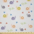 thumbnail image 1 of Ambesonne Nature Fabric by the Yard Microfiber, Colorful Snails Flowers Art, 10 Yards, Earth Yellow Sand Brown, 1 of 2