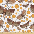 thumbnail image 1 of Ambesonne Nature Fabric by the Yard, Moth Pattern Print Hexagons, 10 Yards, Marigold and Brown, 1 of 5