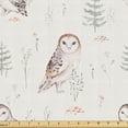 thumbnail image 1 of Ambesonne Nature Fabric by the Yard Upholstery, Owl and Floral Illustration, 1 Yard, Eggshell and Peacock Green, 1 of 1