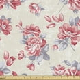 thumbnail image 1 of Ambesonne Nature Fabric by the Yard Upholstery, Traditional Oriental Roses, 1 Yard, Dark Pink Taupe Grey, 1 of 5
