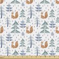 thumbnail image 1 of Ambesonne Nature Fabric by the Yard Upholstery, Folk Ornate Squirrel Trees, 2 Yards, Multicolor, 1 of 4