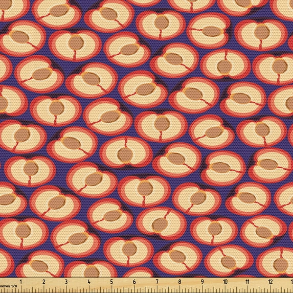 Ambesonne Nature Fabric by the Yard Upholstery, Summer Fruit Digital Artwork, 3 Yards, Quartz Peach Pale Rust