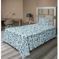 thumbnail image 1 of Ambesonne Nature Fitted & Flat Sheet with Sham 3 Pcs Set, Dots Foliage Flowers Plot, Twin, Sea Blue and Pale Teal, 1 of 1