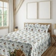 thumbnail image 1 of Ambesonne Nature Fitted & Flat Sheet with Sham 3 Pcs Set, Spring Birds Leaves Pattern, Twin XL, Pale Blue Green White, 1 of 1