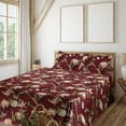 thumbnail image 1 of Ambesonne Nature Fitted & Flat Sheet with Shams 4 Pcs Set, Art Butterfly Protea Flower, Calking, Pale Camel Maroon and Black, 1 of 5