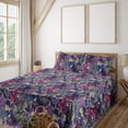 thumbnail image 1 of Ambesonne Nature Fitted & Flat Sheet with Shams 4 Pcs Set, Colorful Tropical Abstract, Calking, Dried Rose Dark Indigo, 1 of 1
