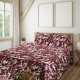thumbnail image 1 of Ambesonne Nature Fitted & Flat Sheet with Shams 4 Pcs Set, Flowers Monochrome Retro, King, Pale Maroon and White, 1 of 5