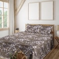thumbnail image 1 of Ambesonne Nature Fitted & Flat Sheet with Shams 4 Pcs Set, Irregular Shapes Flora Plot, Calking, Pale Chocolate and Lavender, 1 of 5
