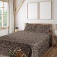 thumbnail image 1 of Ambesonne Nature Fitted & Flat Sheet with Shams 4 Pcs Set, Swirling SIlhouettes Earthy, Full, Taupe Brown and Ivory, 1 of 1