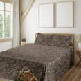 thumbnail image 1 of Ambesonne Nature Fitted & Flat Sheet with Shams 4 Pcs Set, Swirling SIlhouettes Earthy, King, Taupe Brown and Ivory, 1 of 1