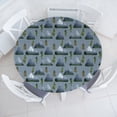 thumbnail image 1 of Ambesonne Nature Fitted Round Tablecloth, Forest Mountain Landscape, 45"- 56" Diameter, Slate Blue and Reseda Green, 1 of 5