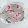 thumbnail image 1 of Ambesonne Nature Fitted Round Tablecloth, Garden Look Art Flower Print, 40"- 44" Diameter, Jade Green and Rose, 1 of 5