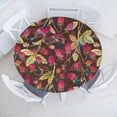 thumbnail image 1 of Ambesonne Nature Fitted Round Tablecloth, Strawberries Leaf Hand-Drawn, 56"- 60" Diameter, Hot Pink Khaki and Green, 1 of 5