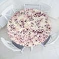 thumbnail image 1 of Ambesonne Nature Fitted Round Tablecloth, Traditional Floral Sketchy, 56"- 60" Diameter, Rose Eggshell Plum, 1 of 5