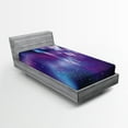 thumbnail image 1 of Ambesonne Nature Fitted Sheet 2 Pcs Set, Northern Aurora Borealis, Twin, Blue Purple, 1 of 3