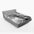thumbnail image 1 of Ambesonne Nature Fitted Sheet, Autumn Fall Tree Branch, Full Size, Black and White, 1 of 3