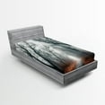 thumbnail image 1 of Ambesonne Nature Fitted Sheet, Autumn Sky and Leaves, Twin XL Size, Grey Red, 1 of 3