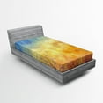 thumbnail image 1 of Ambesonne Nature Fitted Sheet, Autumn Trees Gulls Sky, Twin Size, Blue Marigold Yellow, 1 of 2