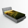 thumbnail image 1 of Ambesonne Nature Fitted Sheet, Barley Woods Sunset, Twin XL Size, Green Yellow, 1 of 2