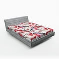 thumbnail image 1 of Ambesonne Nature Fitted Sheet, Birds Branches Berries, Full Size, Grey Grey Red, 1 of 3
