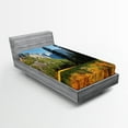 thumbnail image 1 of Ambesonne Nature Fitted Sheet, Birds over Mountains, Twin Size, Orange Blue Green, 1 of 3