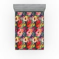 thumbnail image 1 of Ambesonne Nature Fitted Sheet, Blooming Poppy Print Garden, Queen Size, Dark Coral and Multicolor, 1 of 5