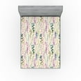 thumbnail image 1 of Ambesonne Nature Fitted Sheet, Botanical Watercolor Foliage, Full Size, Pale Purple and Grey Teal, 1 of 5