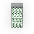 thumbnail image 1 of Ambesonne Nature Fitted Sheet, Botany Abstract Meadow Print, Twin Size, Fern Green and White, 1 of 5