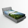 thumbnail image 1 of Ambesonne Nature Fitted Sheet, Calm River in Summer, Twin XL Size, Fern Green Sky Blue, 1 of 2