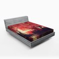 thumbnail image 1 of Ambesonne Nature Fitted Sheet, Charming Mist Forest, Full Size, Brown and Ruby, 1 of 2